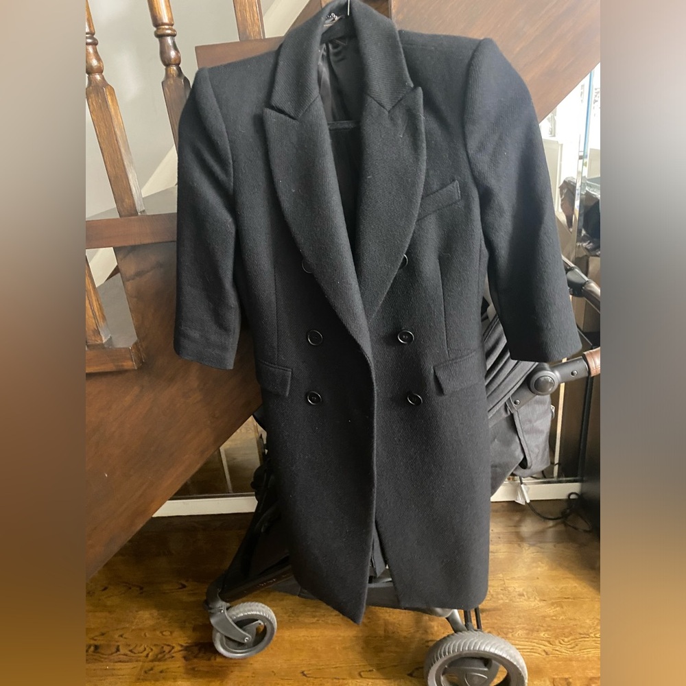 Bcbg long wool black coat